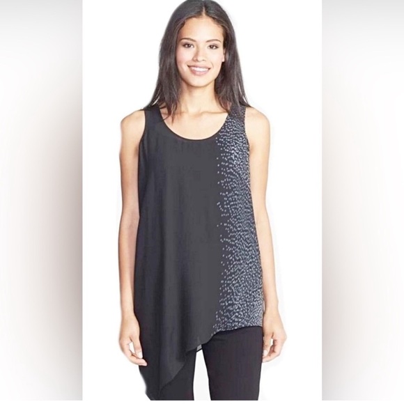 Eileen Fisher Tops - Eileen Fisher > Black Silk Asymmetrical Sleeveless Top Medium
